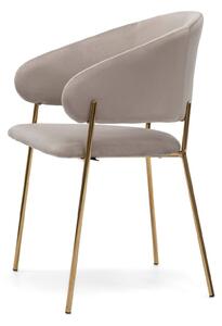 EMWOmeble Krzesło tapicerowane C-963 ciemny beż welur/złote nogi