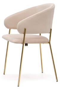 EMWOmeble Krzesło tapicerowane C-963 beżowy welur/złote nogi