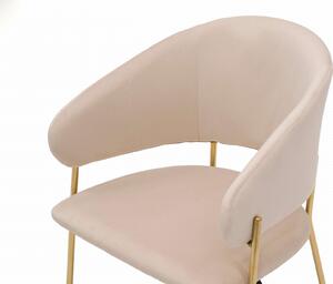 MebleMWM Krzesło tapicerowane C-963 | Beżowy welur #5 | Złote nogi