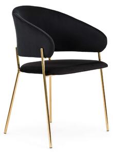 MebleMWM Krzesło tapicerowane C-963 | Czarny welur | Złote nogi