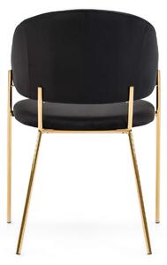 MebleMWM Krzesło tapicerowane C-963 | Czarny welur | Złote nogi