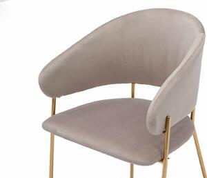 EMWOmeble Krzesło tapicerowane C-963 ciemny beż welur/złote nogi