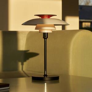 Louis Poulsen LED-Akkutischlampe PH 80, biały/czerwony/chrom IP44 możliwość ściemniania, aluminiowy / szary / cynkowy, salon / jadalnia, aluminium, skandynawski