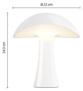 Louis Poulsen Lampka stołowa LED Rumee 220, biała, IP44 możliwość ściemniania, biały / opal, salon / jadalnia, tworzywo sztuczne, skandynawski
