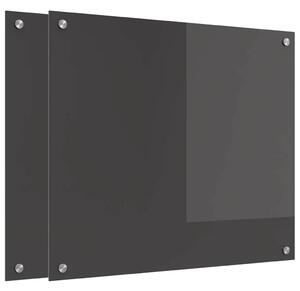 Panel kuchenny 2 pcs Ciemnoszary 70 x 60 cm szkło hartowane