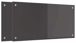 Panel kuchenny 2 pcs Ciemnoszary 80 x 40 cm szkło hartowane