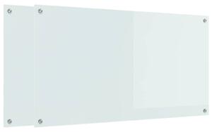Panel kuchenny 2 pcs Biały 110 x 60 cm szkło hartowane