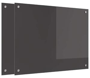 Panel kuchenny 2 pcs Ciemnoszary 80 x 60 cm szkło hartowane