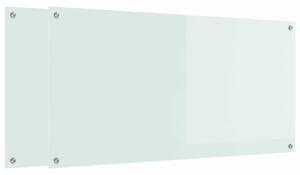 Panel kuchenny 2 pcs Biały 120 x 60 cm szkło hartowane