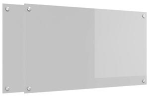 Panel kuchenny 2 pcs Jasnoszary 90 x 50 cm szkło hartowane