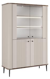 Witryna Vesper 103 cm czterodrzwiowa - kaszmir / orzech / czarne nogi