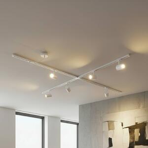 System szynowy Lindby Linaro, GU10, 6-punktowa, biały, kształt X Linaro, biały / opal, salon / jadalnia, aluminium, nowoczesny