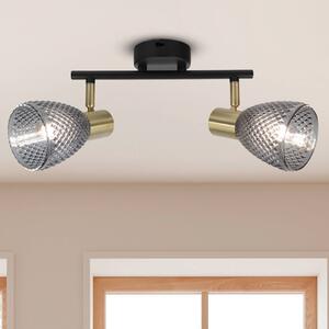 Näve Lampa sufitowa Lindita, 2-punktowa, szkło, dymnoszara, E14 Lindita, aluminiowy / szary / cynkowy, salon / jadalnia, szkło