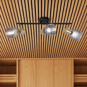 Näve Lampa sufitowa Lindita, 3-punktowa, szkło, dymnoszara, E14 Lindita, aluminiowy / szary / cynkowy, salon / jadalnia, szkło