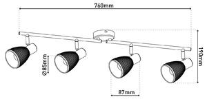 Näve Lampa sufitowa Lindita, 4-punktowa, szkło, dymnoszara, E14 Lindita, aluminiowy / szary / cynkowy, salon / jadalnia, szkło