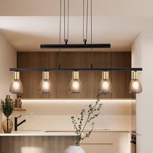 Näve Lampa wisząca szklana Lindita, aluminiowy / szary / cynkowy, salon / jadalnia, szkło