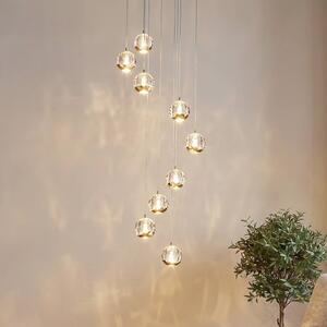 Lampa wisząca szklana Hayley Lucande, mosiężny / złoty, salon / jadalnia, szkło, design
