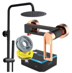 SOTBE LARK BLACK LOFT ROSE GOLD SO metalowa kolumna prysznicowa deszczownica czarna złota z baterią