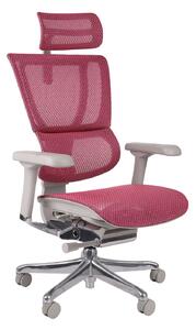 Fotel biurowy Ioo 2 GS Pink, szaro-różowy ergonomiczny fotel siatkowy dla kobiety