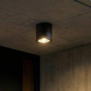 Lindby Reflektor sufitowy LED Nolivar, czarny, Ø 9 cm, IP54 Nolivar, czarny, łazienka, aluminium, nowoczesny