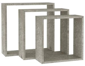 Półki ścienne kostki, 3 szt., szarość betonu