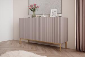 Komoda Nicole 150 cm trzydrzwiowa - antyczny róż / złote nóżki