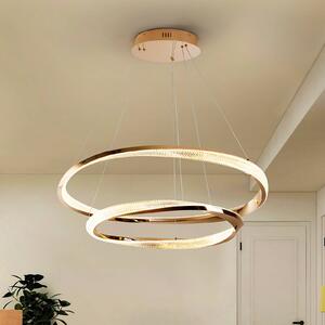 Schuller Valencia Lampa wisząca Orbitas, możliwość ściemniania, mosiężny / złoty, salon / jadalnia, aluminium