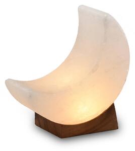 Wagner Life Lampa z kryształów soli Mond white line USB, drewniana podstawa, biała, biały / opal, salon / jadalnia, kamień