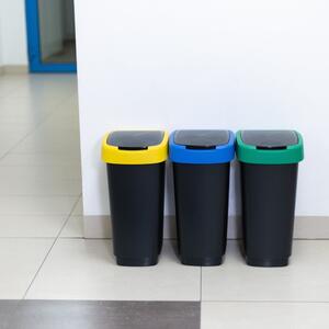 Czarne kosze na śmieci zestaw 3 szt. do segregacji odpadów z plastiku z recyklingu 25 l Twist – Rotho