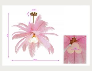 KARE Lampa wisząca designerska Feather Palm, możliwość ściemniania, fioletowy / różowy / bladoróżowy, salon / jadalnia, design