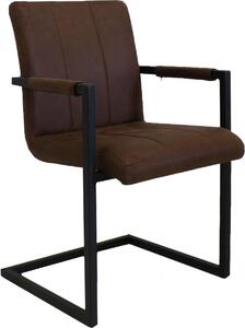 Krzeso do jadalni Happyment Farlo - brzowa mikrofibra - metalowe nogi - wysoko siedziska 46 cm - 1 szt