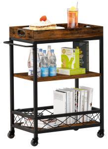 Wš®zek kuchenny barek na kš®?kach mobilny organizer kuchenny z pš®?kami kolor vintage br?z z Holzwerkstoff (MDF/Spanplatte), stabiler Metallrahmen