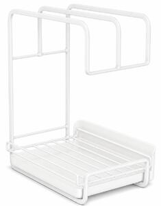 27 x 22 x 14,5 cm – organizer kuchenny ze stali węglowej, organizer na ściereczki kuchenne z wyjmowaną tacką ociekową – DRYORA, biały