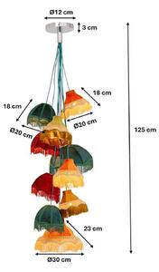 KARE Lampa wisząca designerska Saloon Fringes, możliwość ściemniania, multikolor, salon / jadalnia, tworzywo sztuczne, design