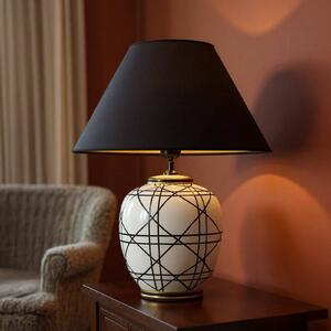 PR Home Lampa stołowa New York, czarny, salon / jadalnia, tkanina / materiał / jedwab