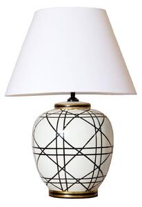 PR Home Lampa stołowa New York, biały / opal, salon / jadalnia, tkanina / materiał / jedwab
