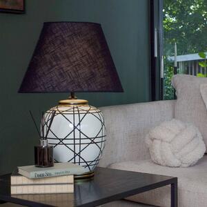 PR Home Lampa stołowa New York, czarny, salon / jadalnia, tkanina / materiał / jedwab