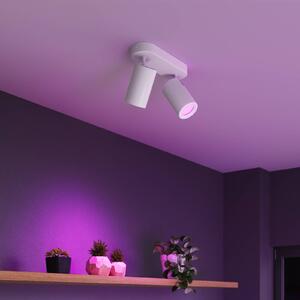 Calex Smart Reflektor sufitowy biały długość 22 cm 2-punktowa GU10-LED RGBW Smart, możliwość ściemniania, biały / opal, salon / jadalnia, metal, nowoczesny