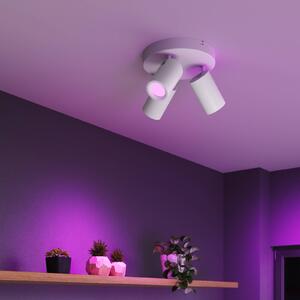 Calex Smart Reflektor sufitowy LED, biały, Ø 21 cm, 3-punktowa, GU10-LED RGBW Smart, możliwość ściemniania, biały / opal, salon / jadalnia, metal, nowoczesny