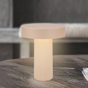 Briloner lampa stołowa LED Bito, beżowa/beżowa, wysokość 20 cm, IP44 możliwość ściemniania, salon / jadalnia, metal, nowoczesny