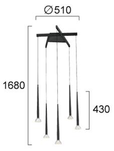 Viokef Lampa wisząca Rina, czarny, salon / jadalnia, metal, nowoczesny