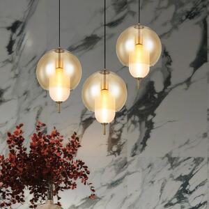 Viokef Lampa wisząca szklana Adol, aluminiowy / szary / cynkowy, salon / jadalnia, szkło