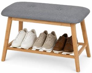 Drewniana ławka siedzisko z półką na obuwie 60 cm popielH8-R45