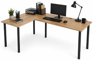 Duże narożne biurko loft regulowane 120x180x60 dąb craft złoty R2-C37