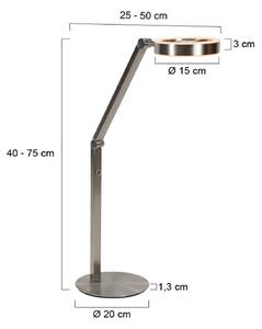 Steinhauer Lampa stołowa LED Ringlux, możliwość ściemniania, aluminiowy / szary / cynkowy, salon / jadalnia, metal, nowoczesny