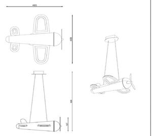 Lucide Lampa wisząca do pokoju dziecięcego Fokker, aluminiowy / szary / cynkowy, pokój dziecięcy, metal