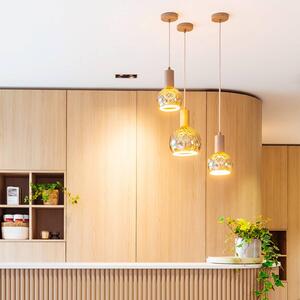 SEGULA Lampa wisząca Flow, możliwość ściemniania, jasne drewno, salon / jadalnia, drewno