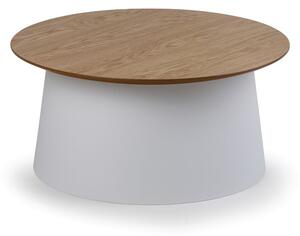Plastikowy stolik kawowy SETA z drewnianym blatem, średnica 690 mm, zielony