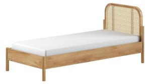 Łóżko jednoosobowe z litego drewna dębowego ze stelażem 90x200 cm w naturalnym kolorze Olive Rotan – Vipack