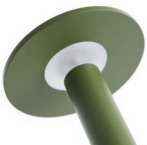HAY Lampa stołowa LED z akumulatorem HOST PORTABLE, oliwkowa zieleń, 22 cm, IP44 możliwość ściemniania, zielony, salon / jadalnia, aluminium, nowoczesny